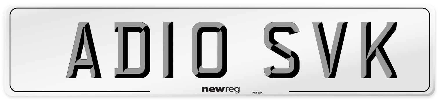 AD10 SVK Number Plate from New Reg